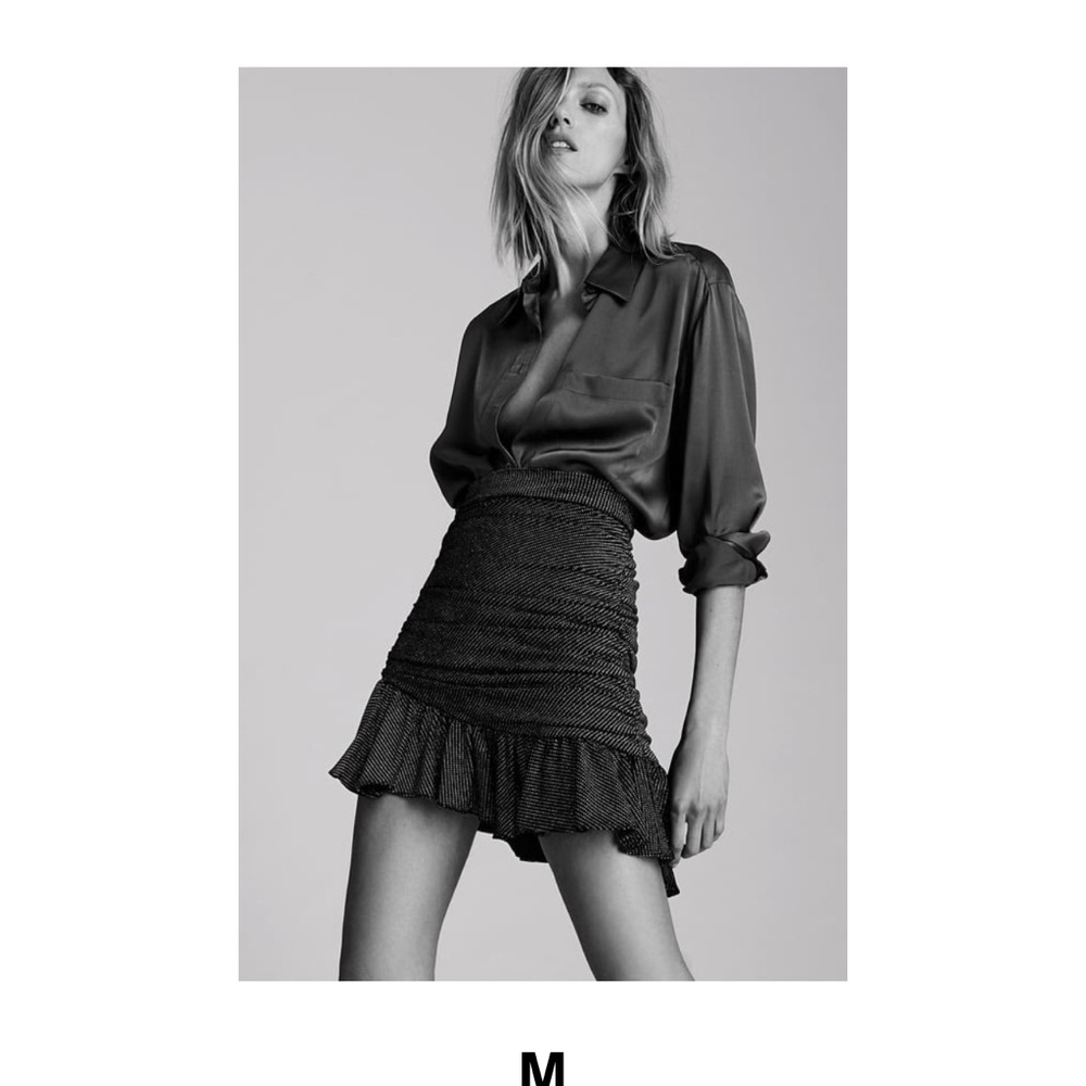 New Zara Ruched Sparkly Asymmetric Skirt M